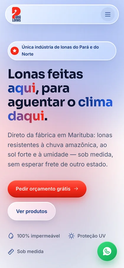 Site da Pará Lonas no celular